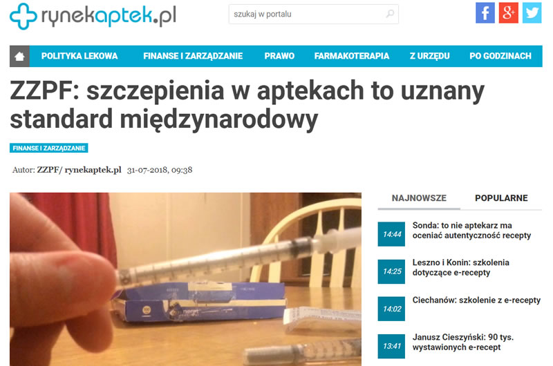 Media: Rynek Aptek o szczepieniach