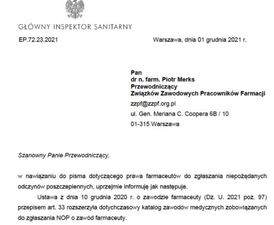 Odpowiedź GIS w sprawie NOP