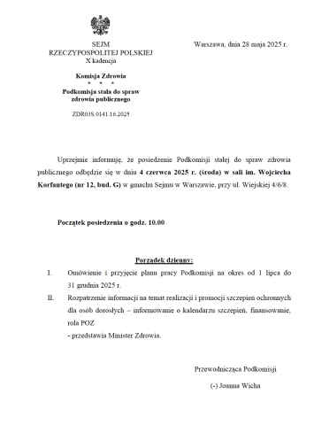 ZZPF na posiedzeniu Podkomisji ds. Zdrowia Publicznego