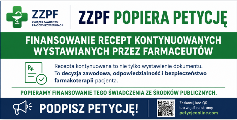 ZZPF popiera postulat finansowania recept kontynuowanych wystawianych przez farmaceutów ze środków publicznych.